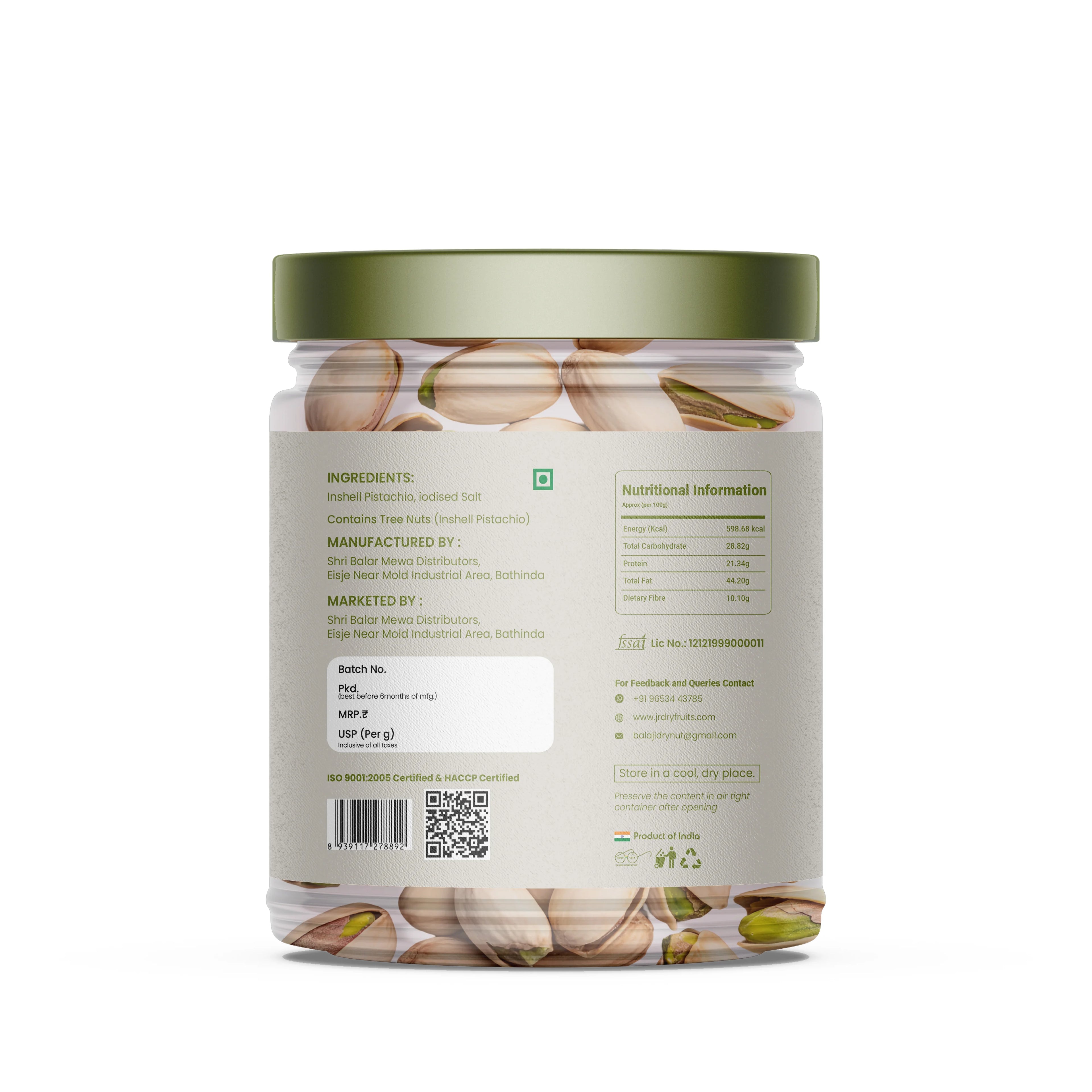 Roasted & Salted Jumbo Size Pistachios (Pista)