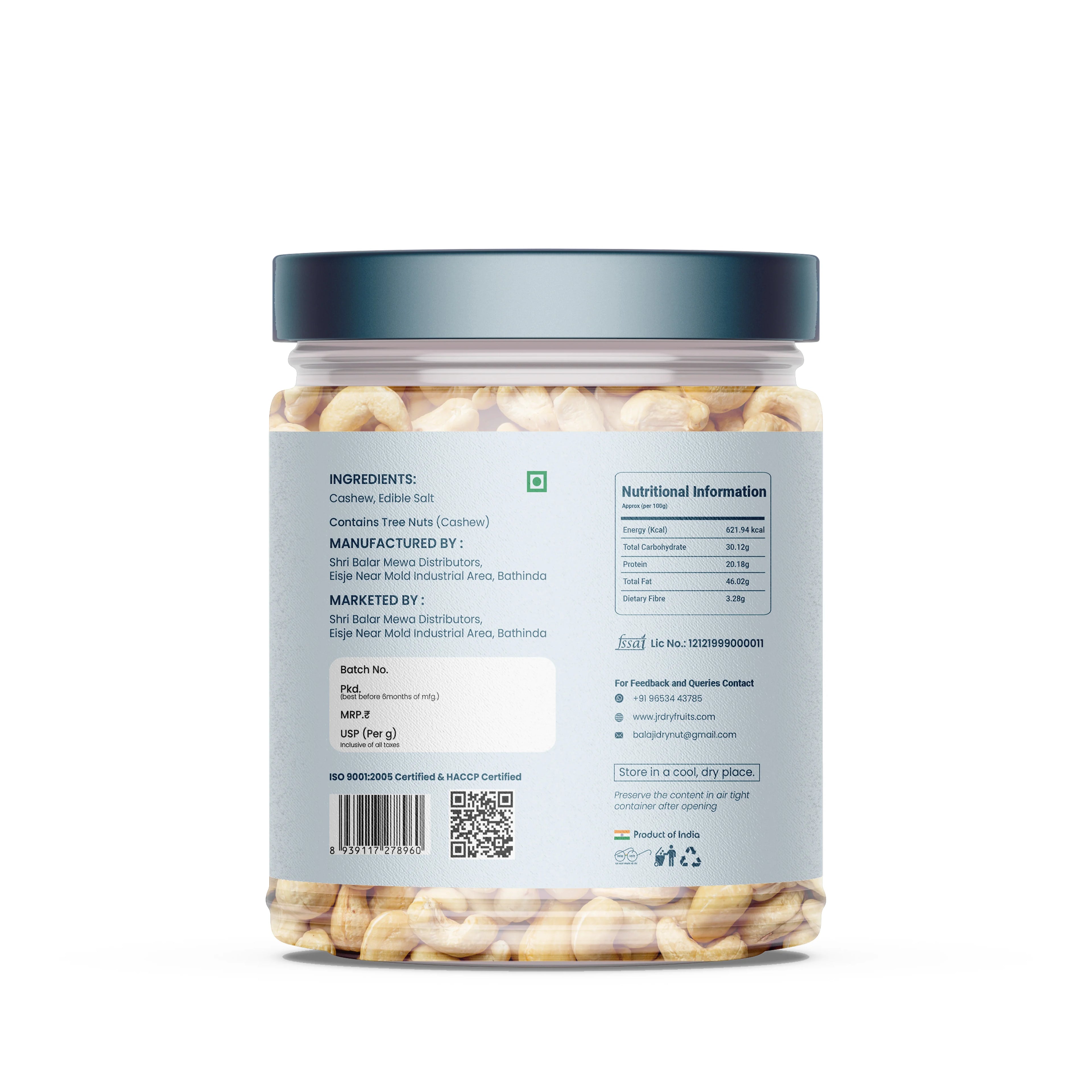 Roasted White Salted Cashews 240