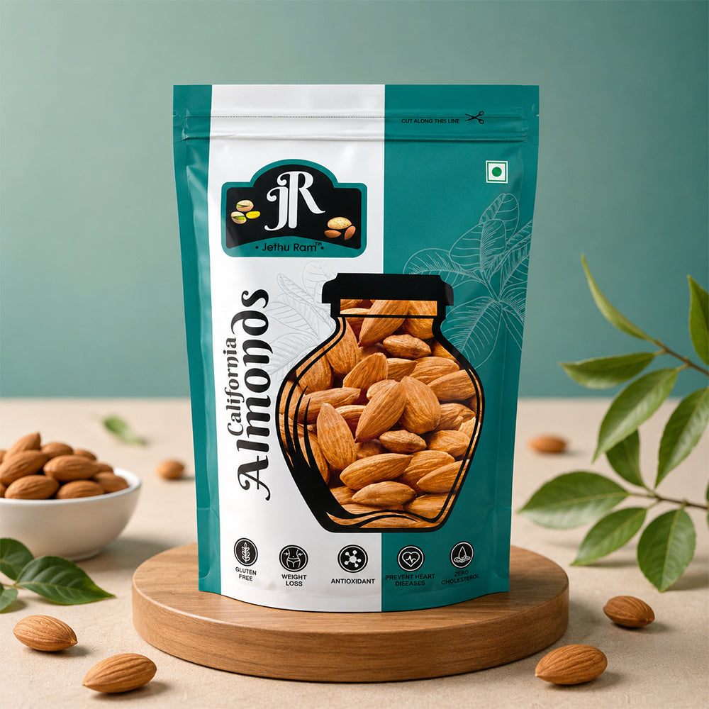 Jethu Ram Premium California Jumbo Almonds Blue Pouch (Badam)