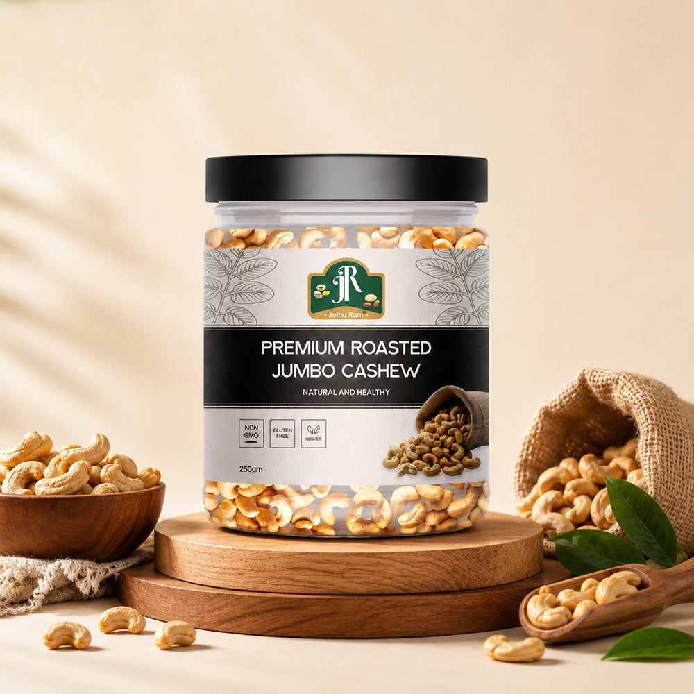Jethu Ram Premium Roasted Jumbo Masala Cashews | Grade 240 Kaju