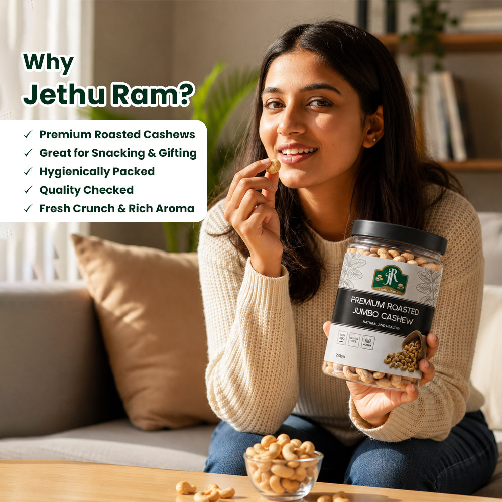 Jethu Ram Premium Roasted Jumbo Masala Cashews | Grade 240 Kaju