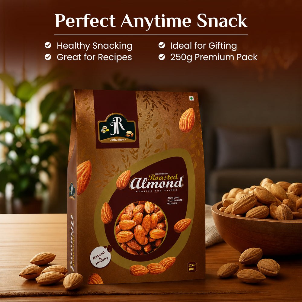 Jethu Ram Roasted & Lightly Salted Premium Californian Almonds ( Badam )
