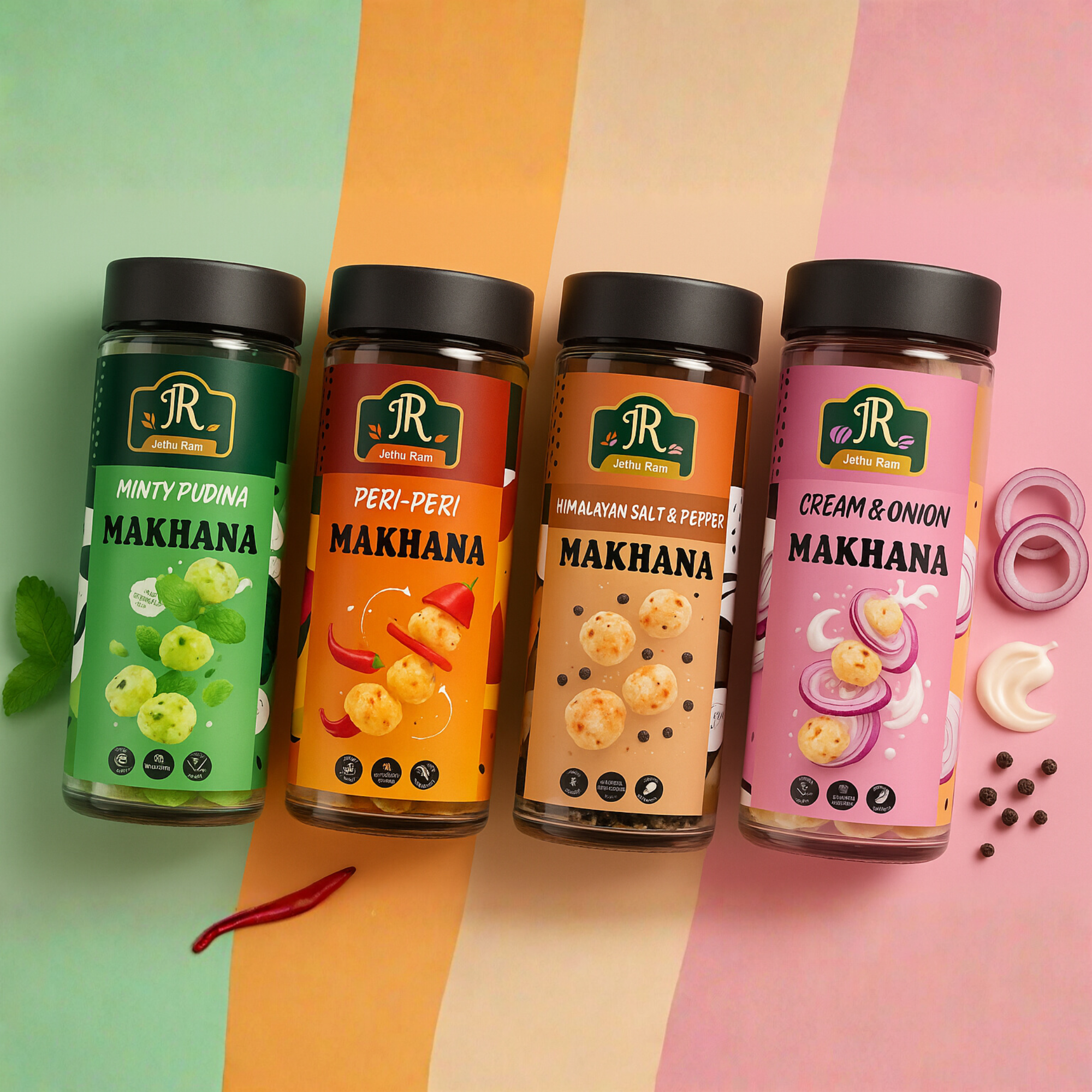 Roasted & Flavoured Makhana - Pack Of 4 (Fox Nuts)